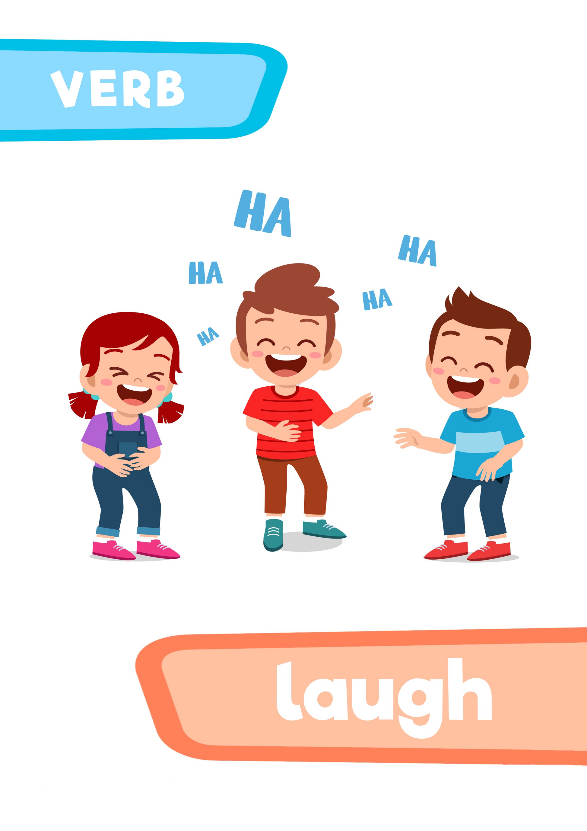 Flashcard verb laugh